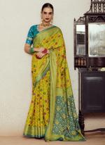 Soft Brasso Yellow Traditional Wear Printed Saree